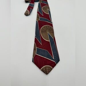 Retro Design Studios Tie Abstract Geometric Burgundy Pattern Vintage Necktie